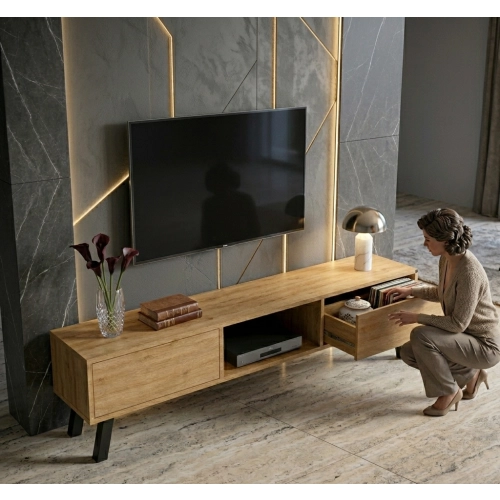 Szafka RTV-19 Drewno Lite Dąb Loft Lakier Rozmiary od 100 cm do 200 cm PREMIUM